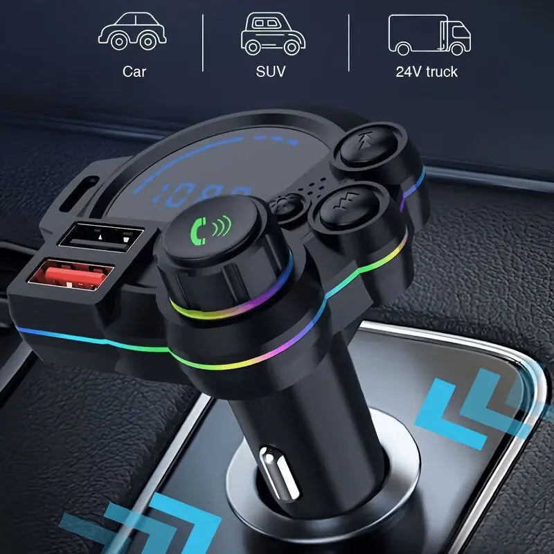 PD 30W Type-C Car Charger & Bluetooth 5.3 FM Transmitter, Wireless MP3 Player with Dual USB Ports, Bass Sound Enhancer