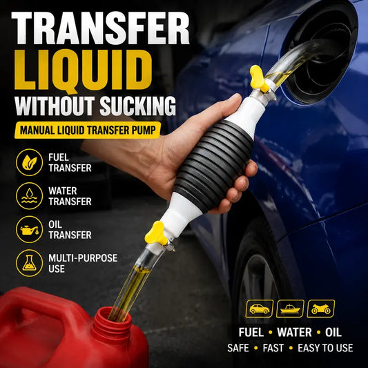Manual Siphon Pump Kit | Fast Fuel, Water & Oil Transfer Pump with 1M Hose & Hose Clamps for Cars, Boats & Emergency Use