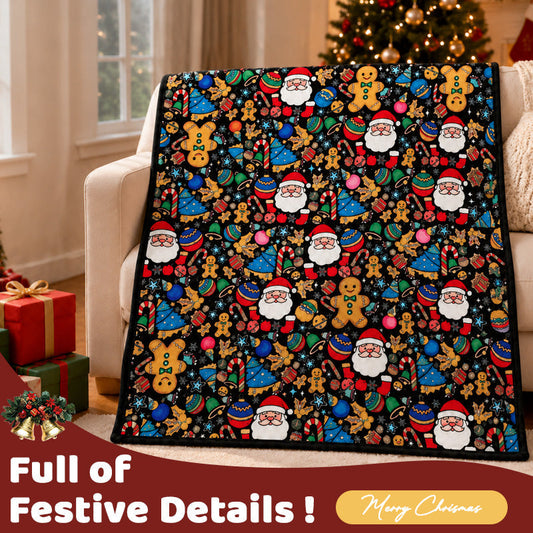 DIY Christmas Coloring Blanket Santa & Gingerbread Man Holiday Throw