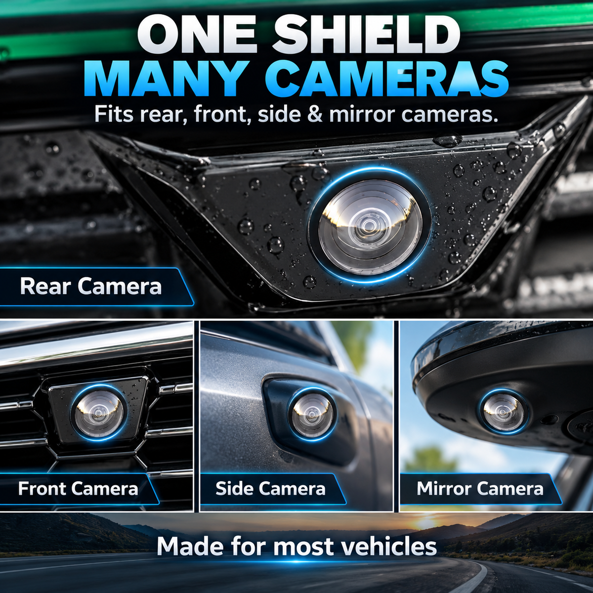 Anti-Rain & Scratch Car Camera Film (4-Pack)