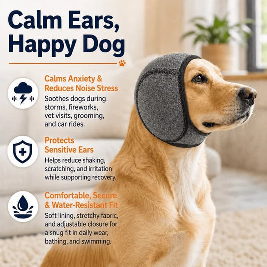 Dog Calming Ear Wraps Noise Cancelling & Waterproof Ear Cover for Anxiety Relief, Fireworks & Bath Protection