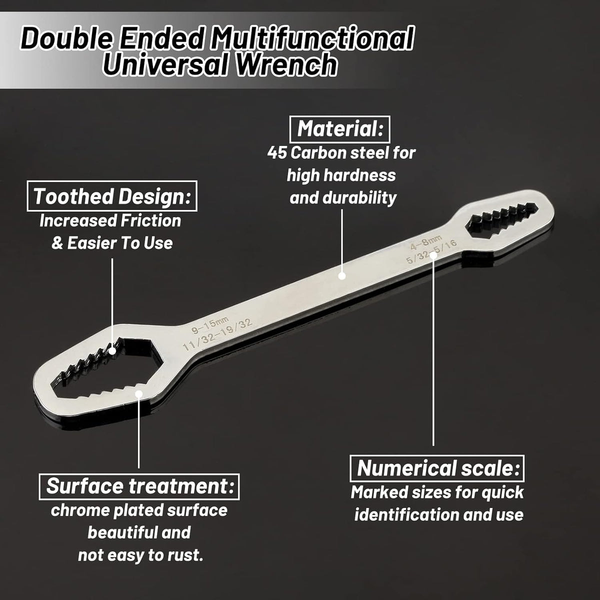 8 24mm Universal Self-Adjusting Wrench for Car Repair & Maintenance