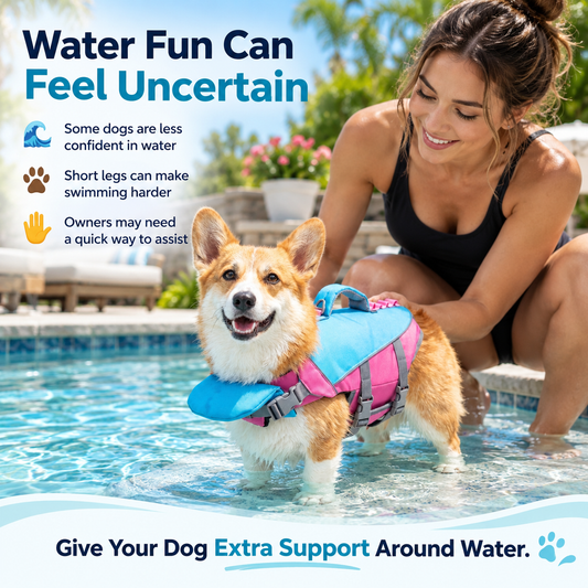 Dog Life Vest Adjustable Flotation Support for Swimming & Boating