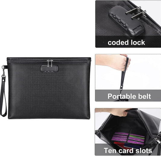 Fireproof Document Bag Waterproof File Organizer for Cash, Passport, Legal Documents & Valuables