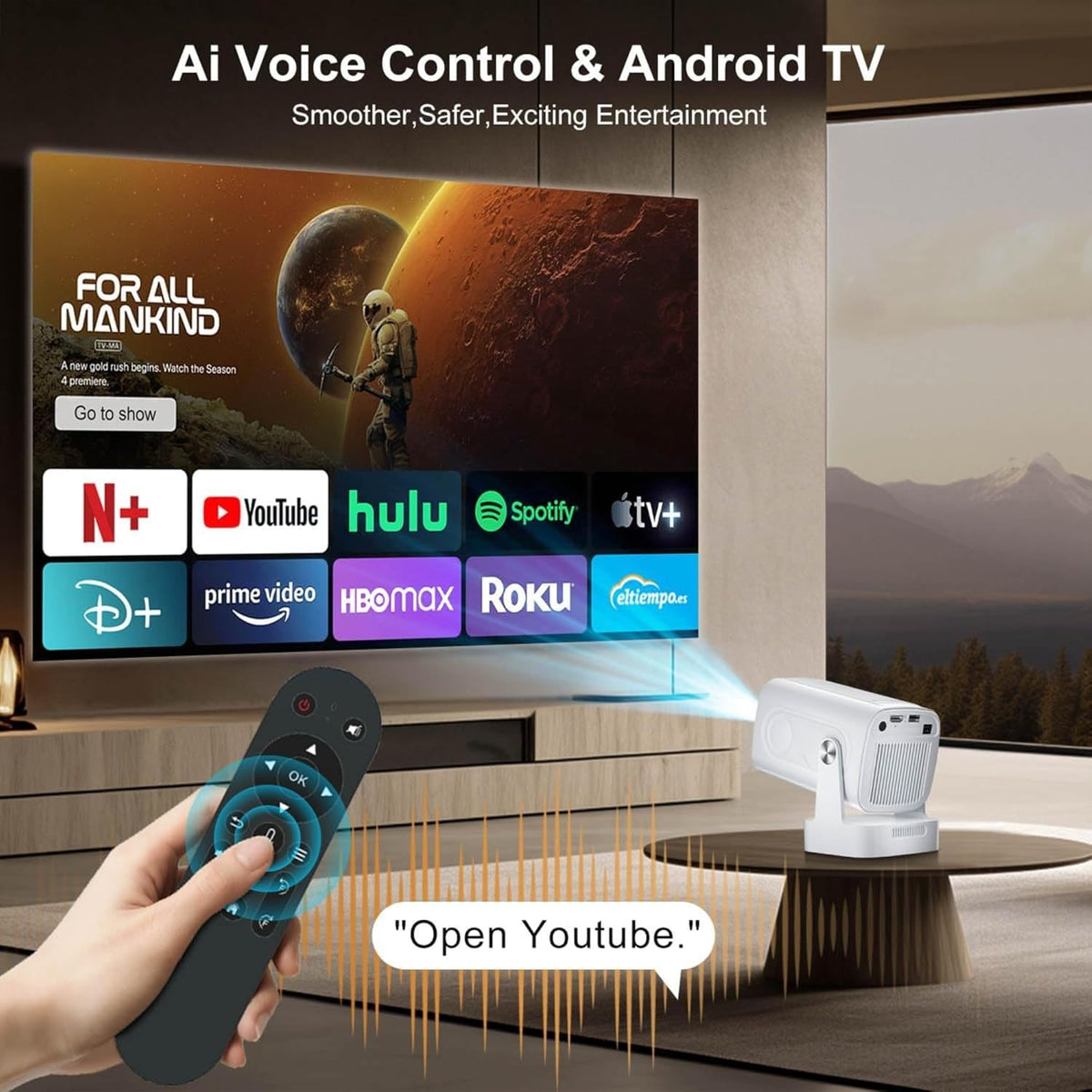Magcubic HY310 Mini Projector Auto Focus, Native 1080P (4K Support), Voice Control