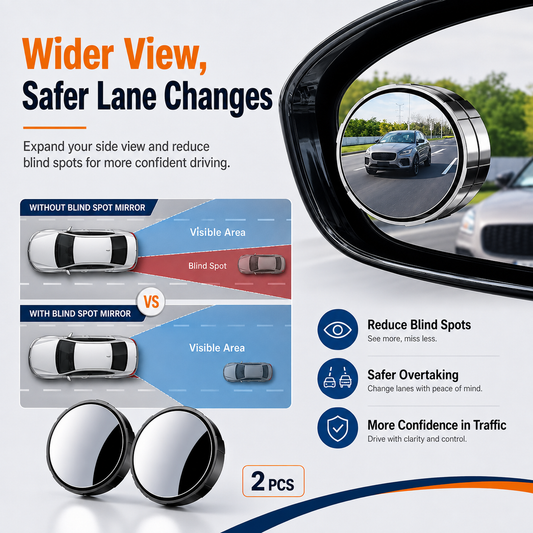 2-Pack Blind Spot Mirrors 360 Adjustable Wide-Angle Rearview Safety Mirrors