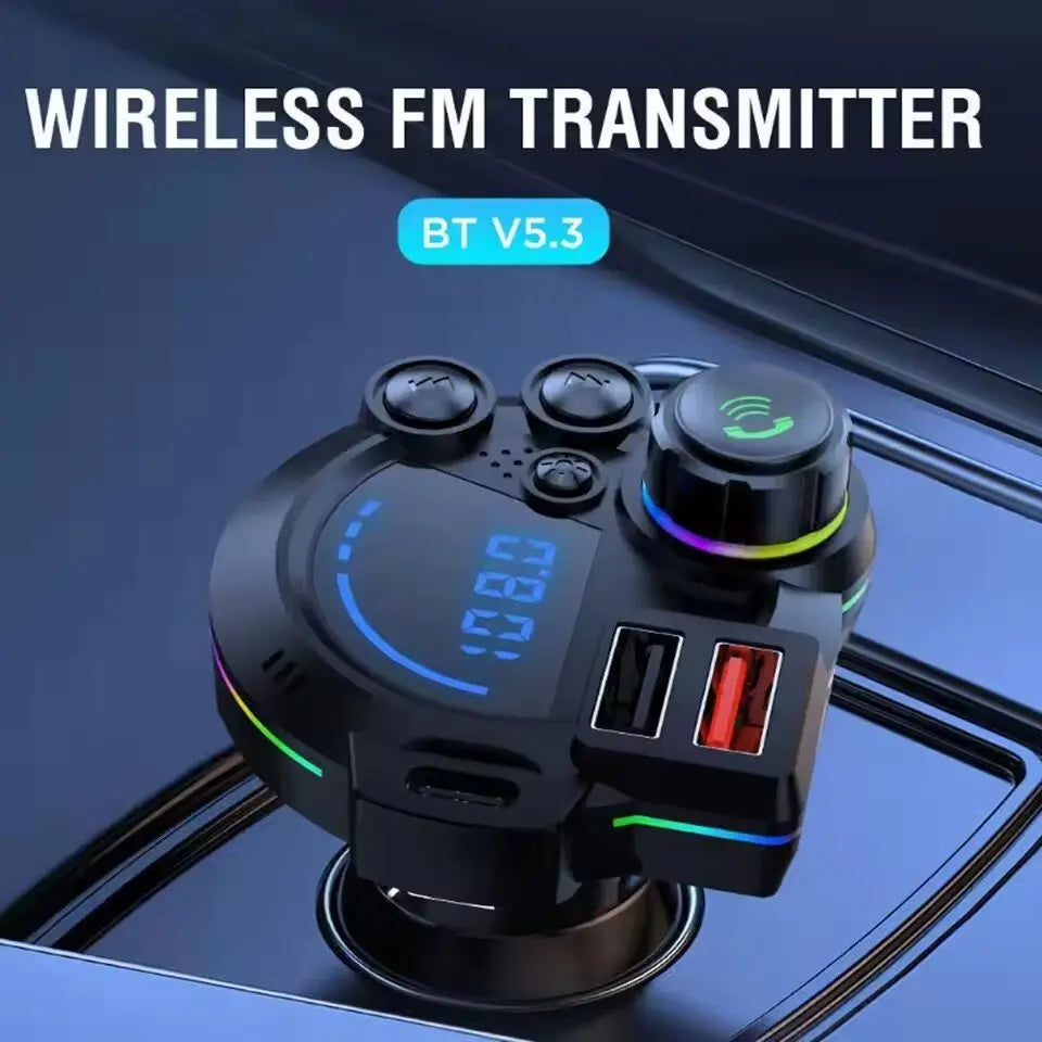 PD 30W Type-C Car Charger & Bluetooth 5.3 FM Transmitter, Wireless MP3 Player with Dual USB Ports, Bass Sound Enhancer