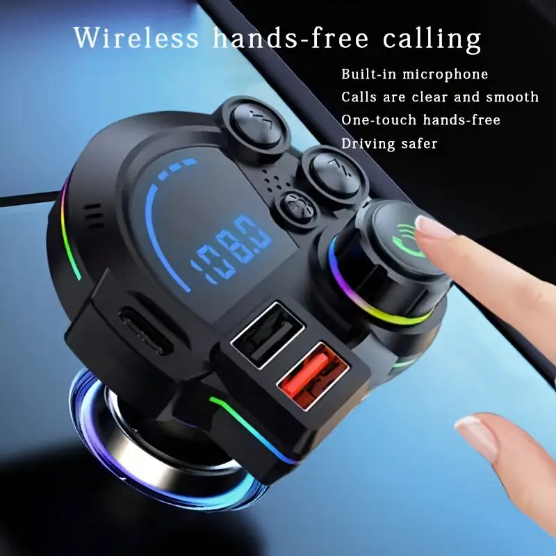 PD 30W Type-C Car Charger & Bluetooth 5.3 FM Transmitter, Wireless MP3 Player with Dual USB Ports, Bass Sound Enhancer