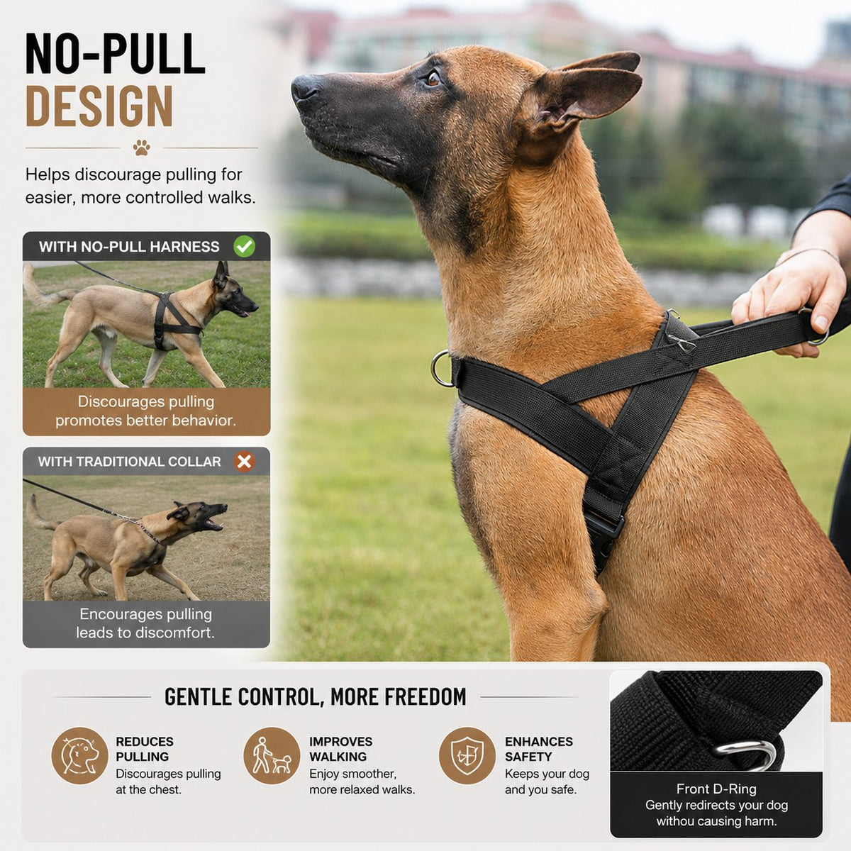 Dog Friendly Co. Harness Easy-Fit No-Pull Design for Safe, Secure, and Comfortable Walks