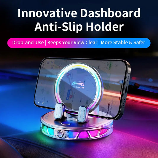 360 Rotating Wireless Charging Car Phone Mount with RGB Ambient Light