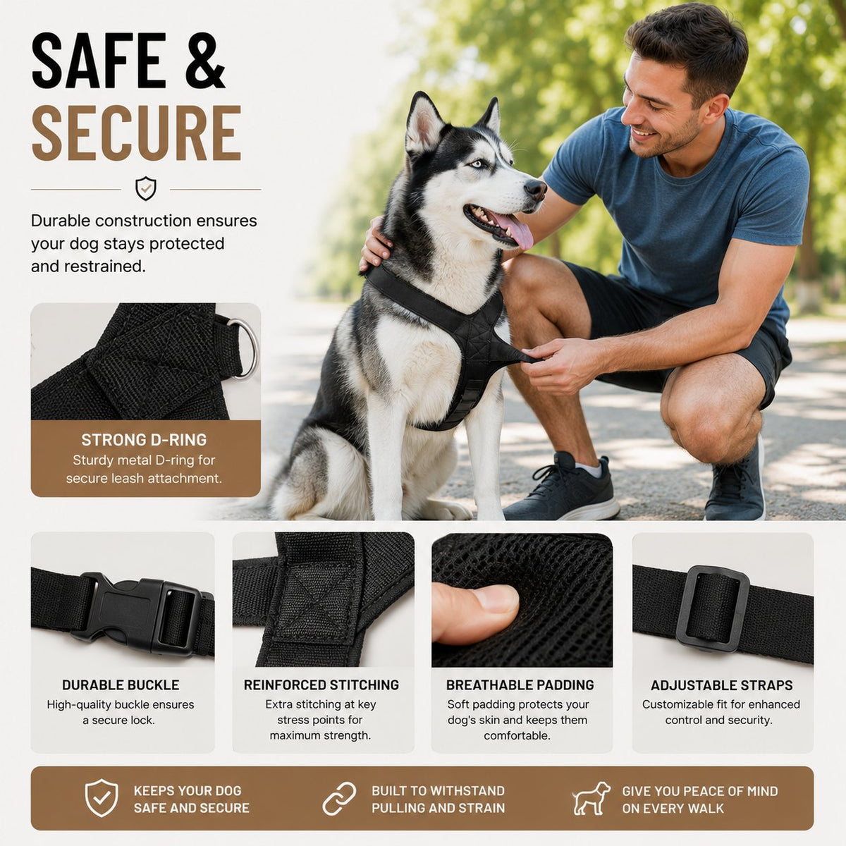 Dog Friendly Co. Harness Easy-Fit No-Pull Design for Safe, Secure, and Comfortable Walks