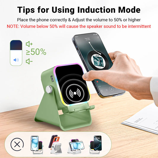 Wireless Induction Audio Speaker Stand with Power Bank