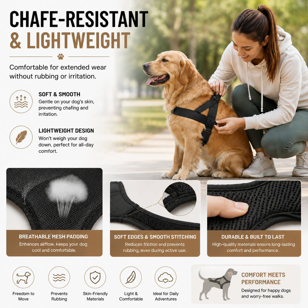 Dog Friendly Co. Harness Easy-Fit No-Pull Design for Safe, Secure, and Comfortable Walks