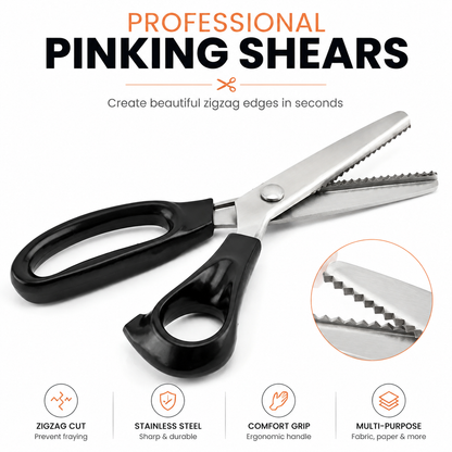 Professional Pinking Shears Sharp Serrated Fabric Scissors for Clean Zigzag Edges
