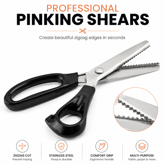 Professional Pinking Shears Sharp Serrated Fabric Scissors for Clean Zigzag Edges