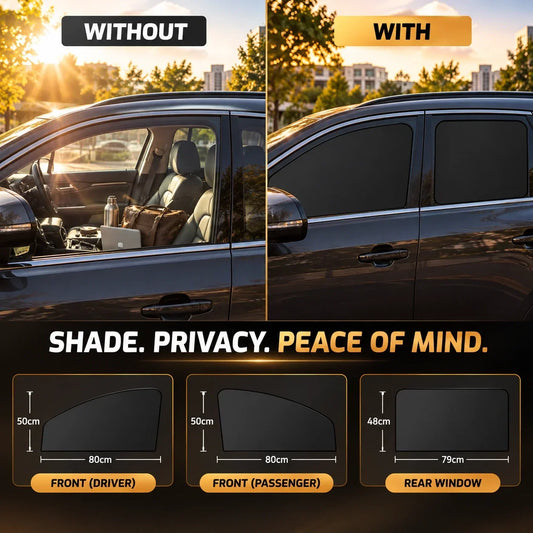 Magnetic Car Side Window Curtains 4-Piece Front & Rear Privacy Sunshade Set
