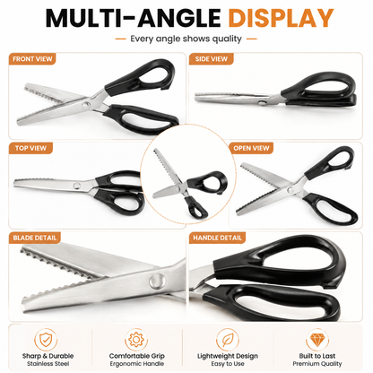 Professional Pinking Shears Sharp Serrated Fabric Scissors for Clean Zigzag Edges