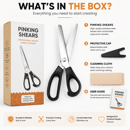 Professional Pinking Shears Sharp Serrated Fabric Scissors for Clean Zigzag Edges