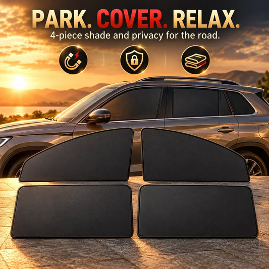 Magnetic Car Side Window Curtains 4-Piece Front & Rear Privacy Sunshade Set