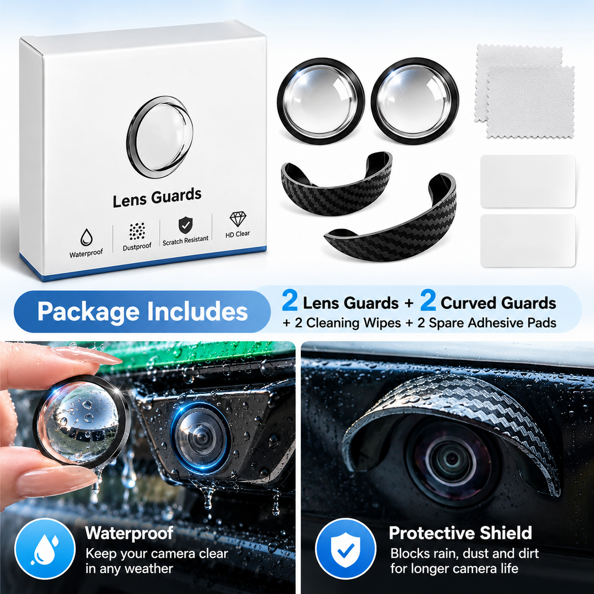 Anti-Rain & Scratch Car Camera Film (4-Pack)