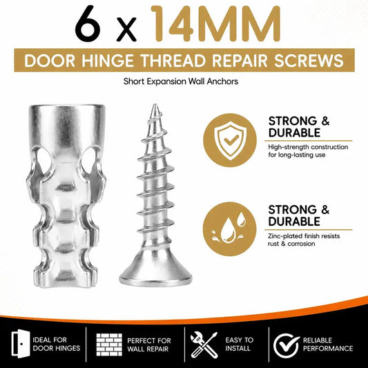 High Strength 6x14mm Hinge Repair Screws & 60-Pack Short Wall Anchors