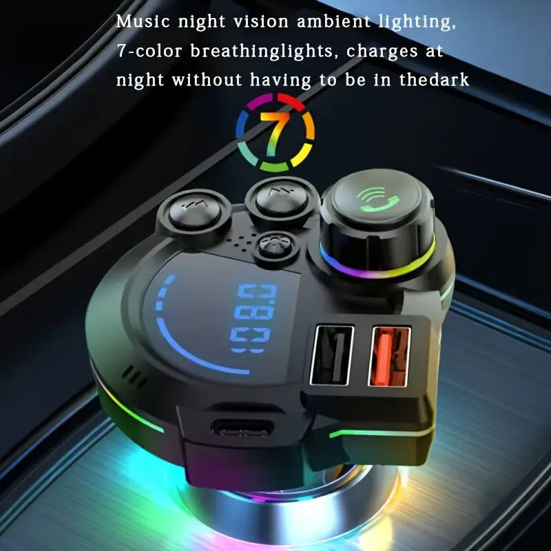 PD 30W Type-C Car Charger & Bluetooth 5.3 FM Transmitter, Wireless MP3 Player with Dual USB Ports, Bass Sound Enhancer