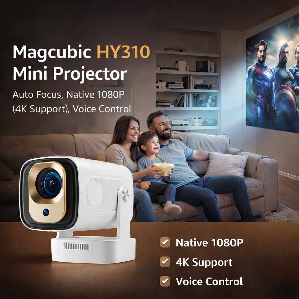 Magcubic HY310 Mini Projector Auto Focus, Native 1080P (4K Support), Voice Control