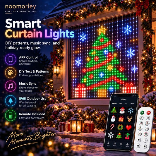 Christmas Smart Curtain Lights App-Controlled RGB Holiday String Lights