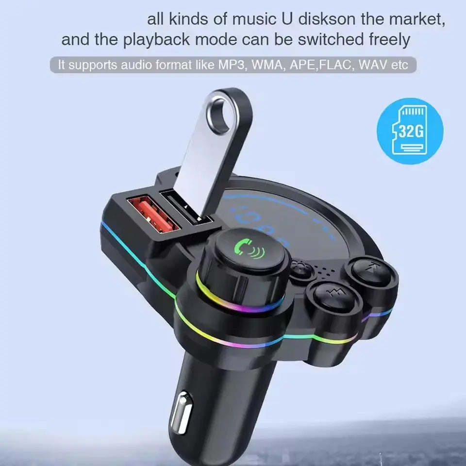 PD 30W Type-C Car Charger & Bluetooth 5.3 FM Transmitter, Wireless MP3 Player with Dual USB Ports, Bass Sound Enhancer