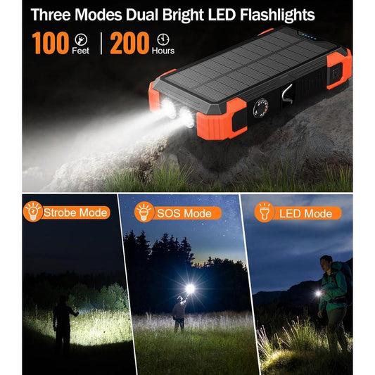 Outdoor High-Capacity Wireless Power Bank with LED Solar