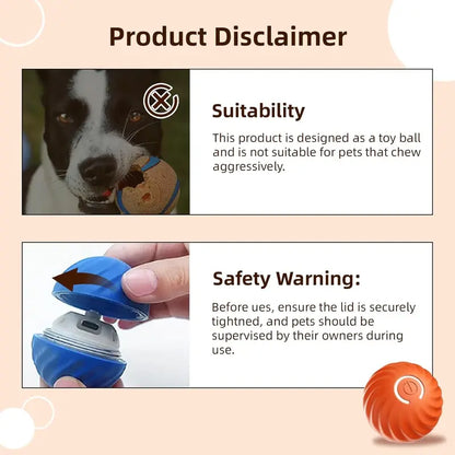 Interactive Dog Dog Balls, 2.7 in Moving Dog Ball, Durable Motion Activated Automatic Rolling Ball, USB Rechargeable