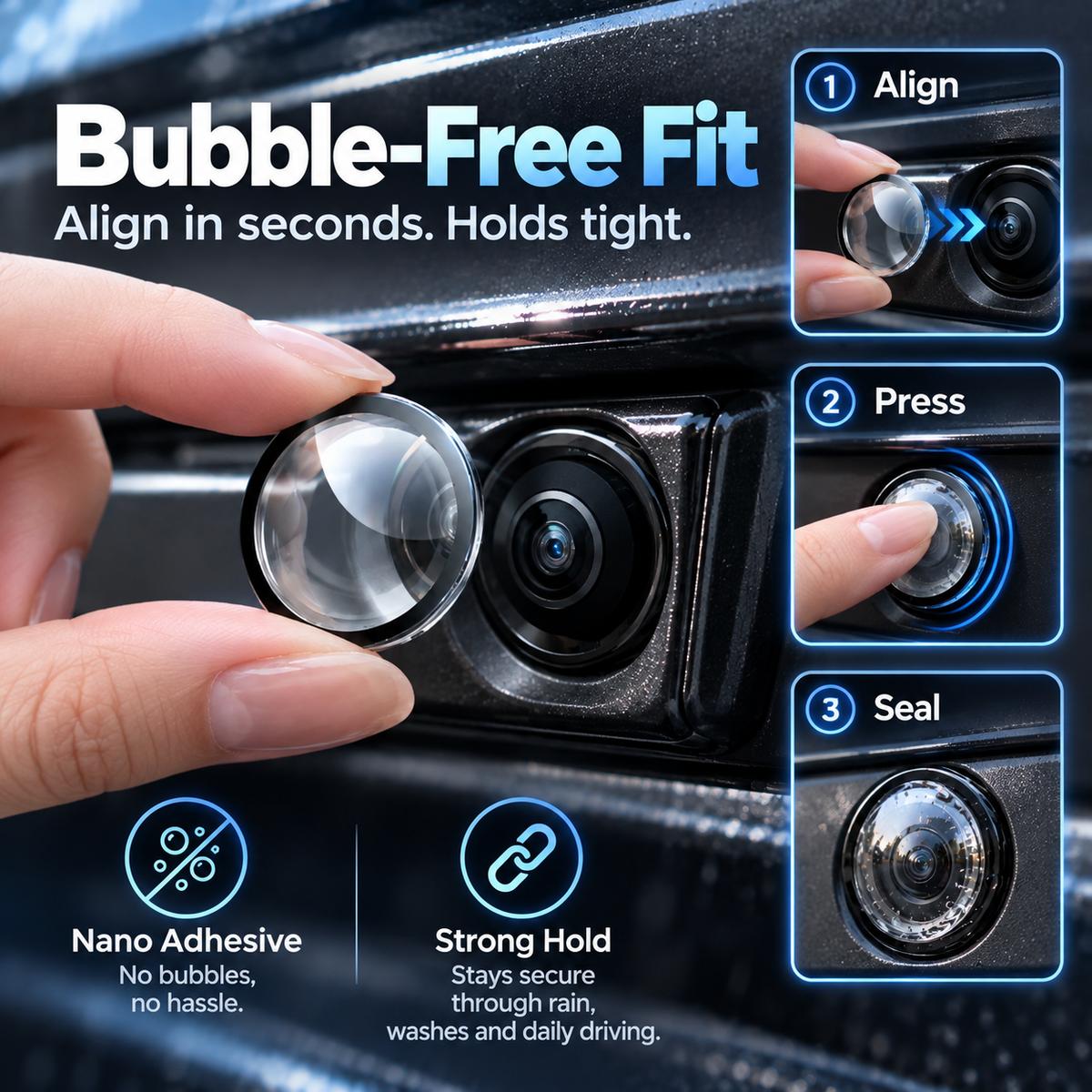 Anti-Rain & Scratch Car Camera Film (4-Pack)