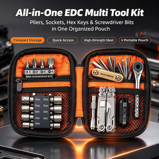 Portable EDC Repair Tool Kit, Multi-functional Hand Tool Set with Socket Wrench, Screwdriver Bits, Hex Keys & Multitool