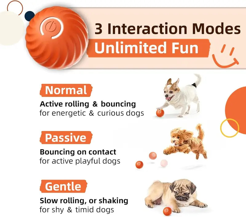 Interactive Dog Dog Balls, 2.7 in Moving Dog Ball, Durable Motion Activated Automatic Rolling Ball, USB Rechargeable
