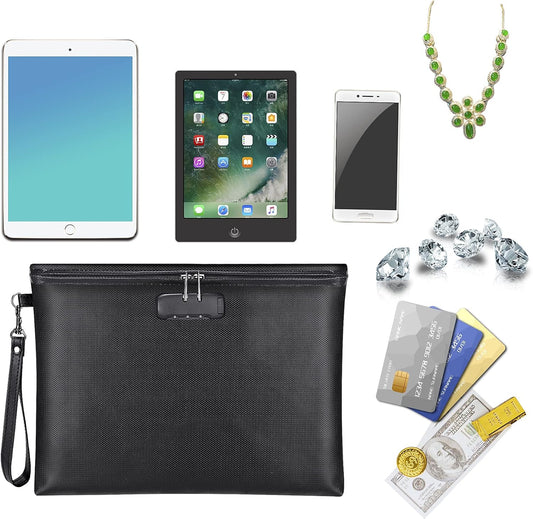 Fireproof Document Bag Waterproof File Organizer for Cash, Passport, Legal Documents & Valuables