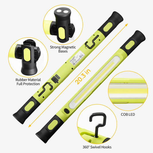 [Father's Day Gift] 5200mAh LED magnetic rechargeable light strip, 3000 lumens, with hook, ideal for mechanics