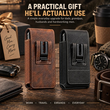 Men s Waist Phone Pouch with Magnetic Closure, Card Slot & Metal Belt Clip