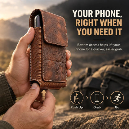 Men s Waist Phone Pouch with Magnetic Closure, Card Slot & Metal Belt Clip