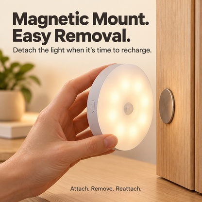 Rechargeable Motion Sensor Night Light Magnetic Mount & 3 Light Colors