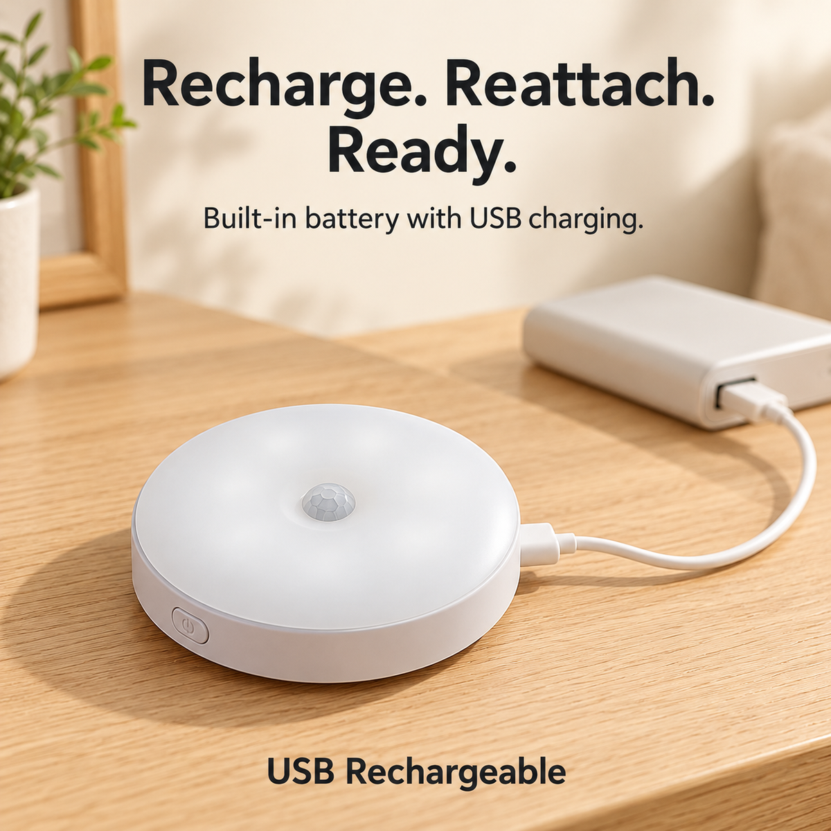 Rechargeable Motion Sensor Night Light Magnetic Mount & 3 Light Colors