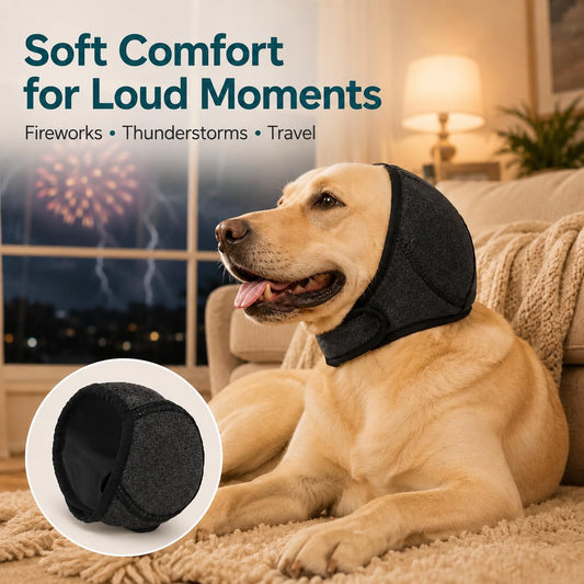 Dog Calming Ear Wraps Noise Cancelling & Waterproof Ear Cover for Anxiety Relief, Fireworks & Bath Protection
