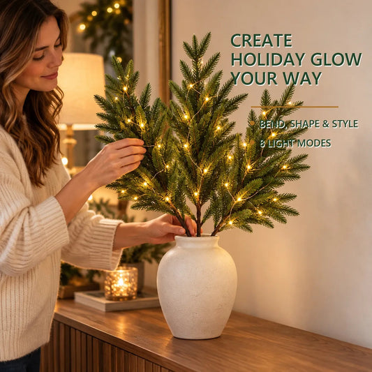 Lighted Norfolk Pine Branches DIY Holiday Greenery Set