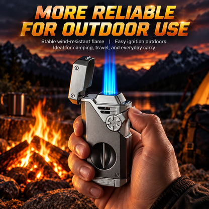Multifunctional Quad-Flame Lighter Windproof & Refillable Butane Lighter