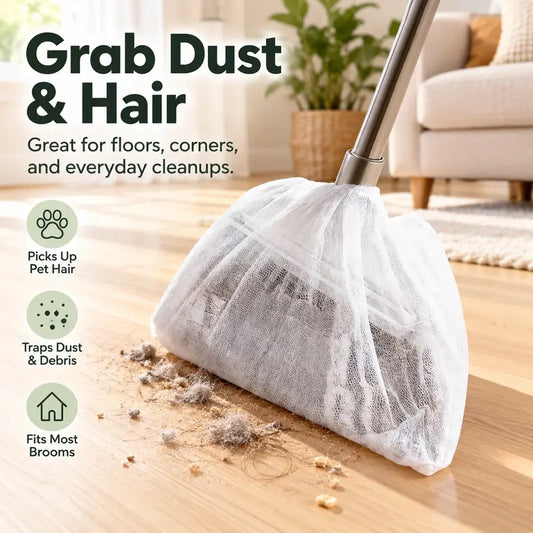 50 PCS Disposable Dusting Covers for Brooms Static Dust Remover for Hair, Pet Fur & Floor Cleaning