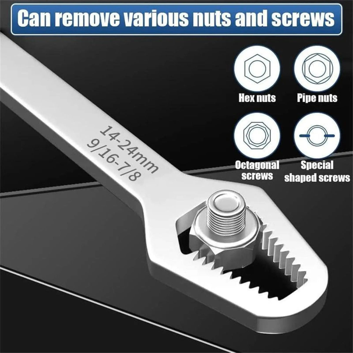 8 24mm Universal Self-Adjusting Wrench for Car Repair & Maintenance
