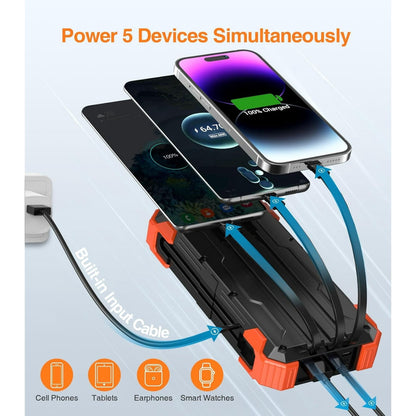 2026 Must-Have: Massive Capacity Power Bank for Emergency & Survival 49800mAh Solar Charger Power Bank with 4 Cables