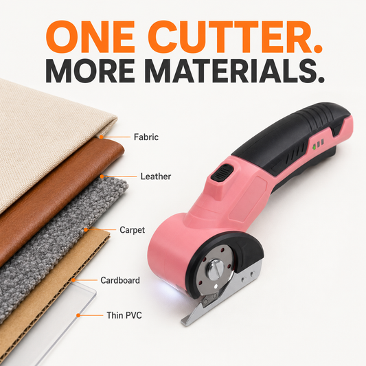 Cordless Electric Fabric Cutter Rechargeable Rotary Scissors for Fabric, Leather, Carpet & Crafts