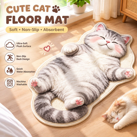 Chubby Tabby Cat Shaped Rug