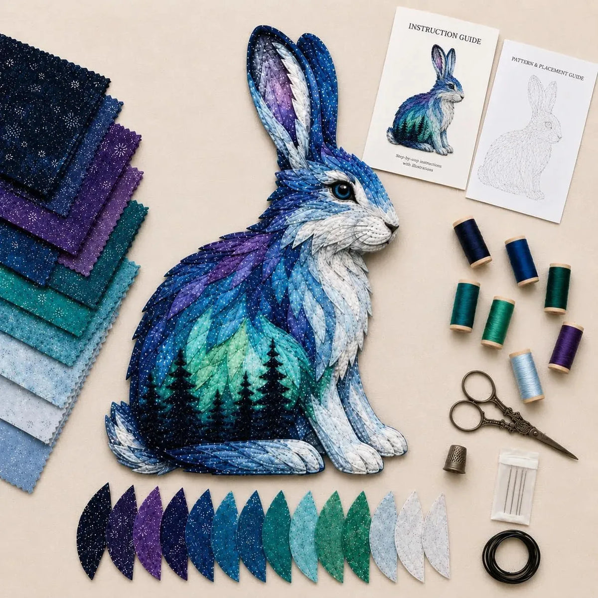 Northern Lights Wildlife Patchwork Art Kit