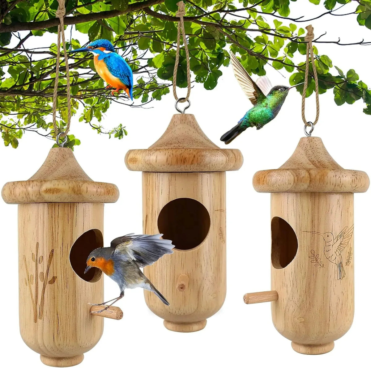 Wooden Hummingbird House